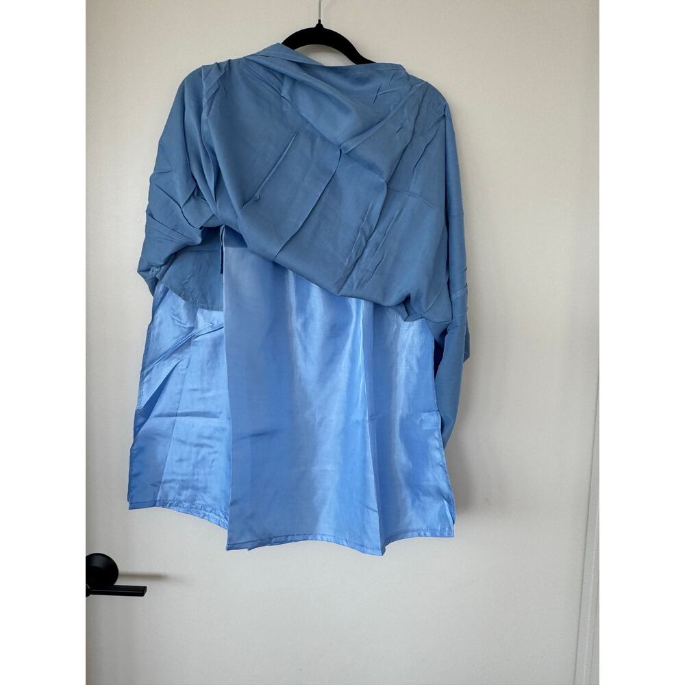 Tulip B Blue Pleated Midi Skirt Belt Pockets Lined Size Medium NEW - Picture 6 of 9